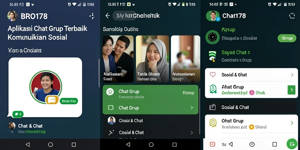 Tampilan antarmuka aplikasi Chat Grup BRO178 yang menarik dan fungsional.