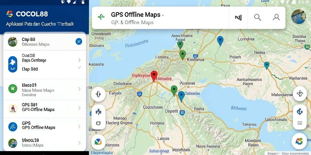 Antarmuka aplikasi COCOL88 yang intuitif dan fungsional untuk GPS Offline Maps.