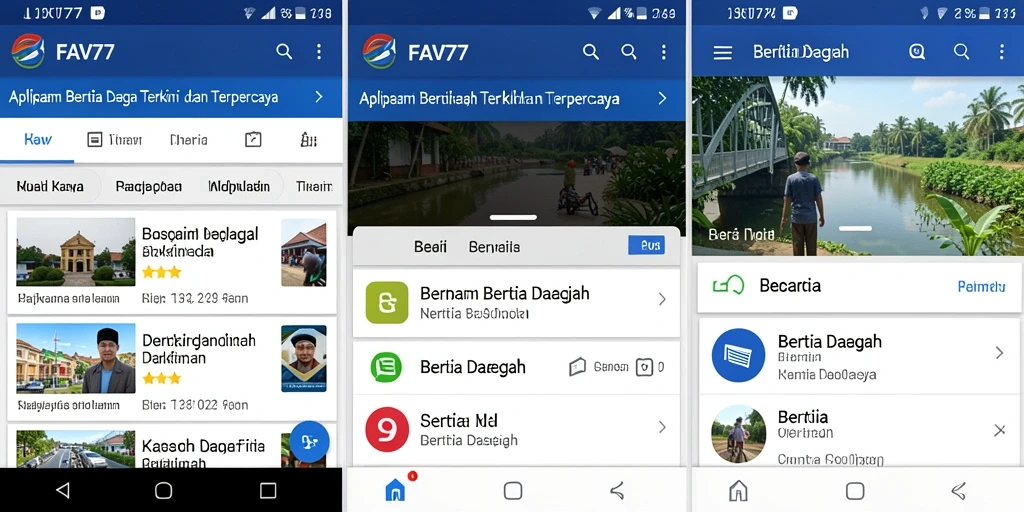 Antarmuka FAV77 menampilkan berita daerah dengan jelas dan informatif.