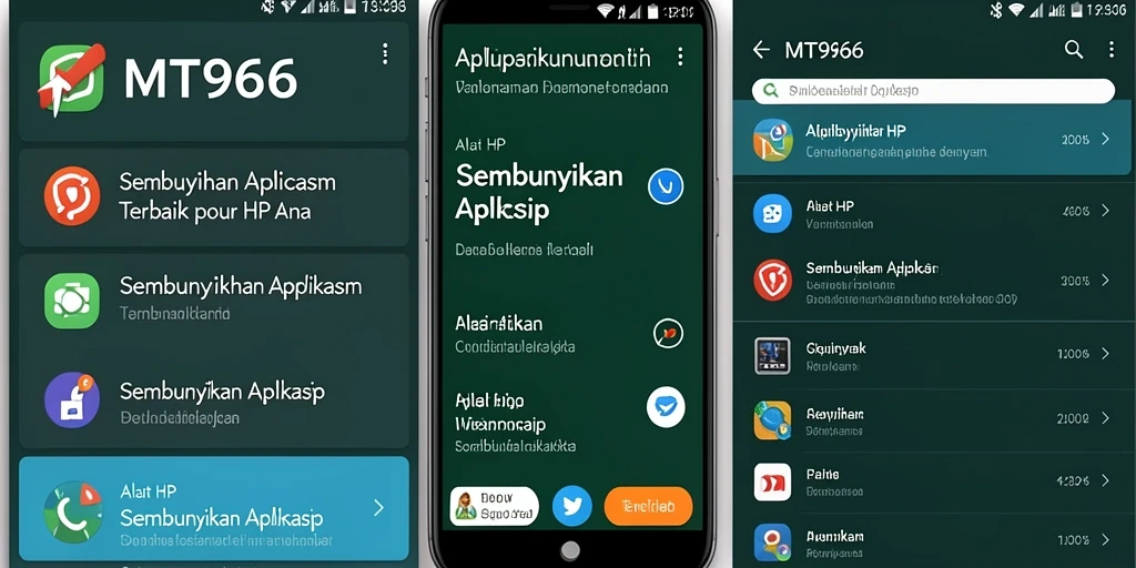Tampilan antarmuka MT966 saat menyembunyikan aplikasi dengan aman.