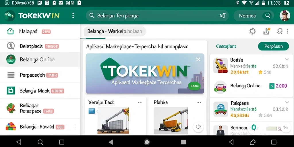 Antarmuka aplikasi TOKEKWIN yang simpel dan menarik untuk belanja online.