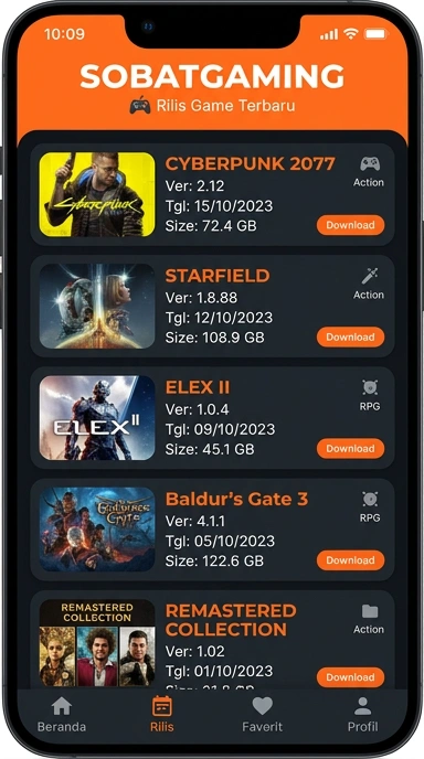 Halaman Riwayat Versi Aplikasi Sobatgaming untuk Android